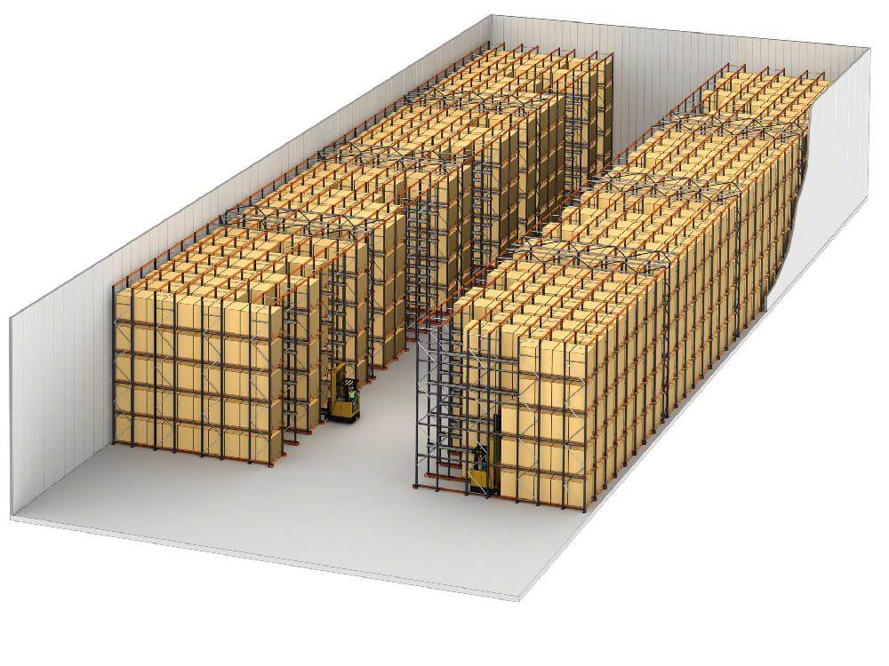 Be- és átjárható raklapos állvány raktár